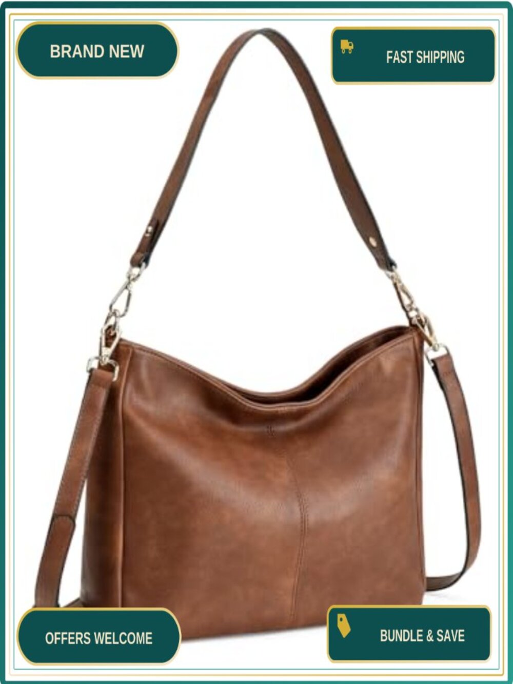 Soft Leather Hobo Shoulder Crossbody Purse Large Vegan Leather Tote Handbag